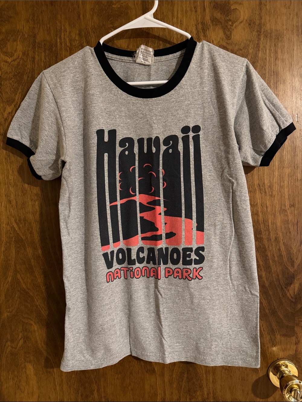 Anvil Grey Ringer Tee with Hawaii Volcanoes National Park